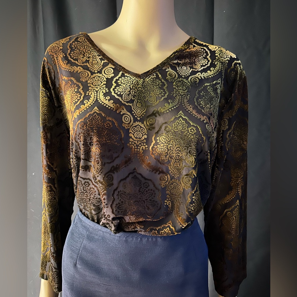 Elegant Black and Gold Women's Top